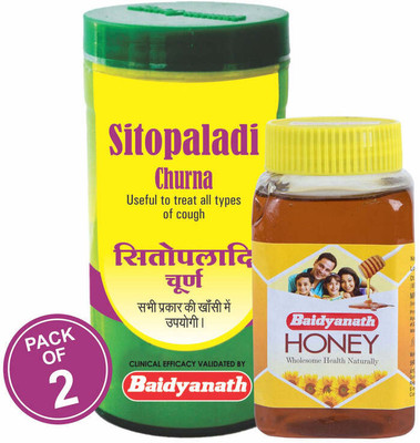 Baidyanath Sitopaladi Churna 60 g (Pack Of 2) + Honey 500 g(Pack of 2, 560 g)