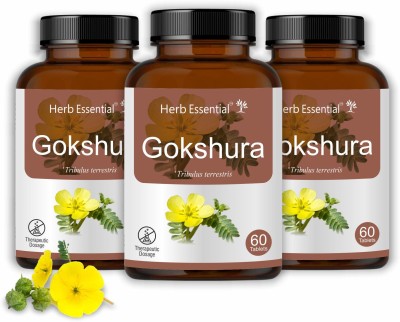 Herb Essential Gokshura Tablet | Naturally Boosts Stamina, 60 Tablets(Pack of 3)