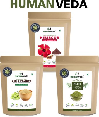 Humanveda Herbal Amla, Hibiscus & Neem Leaf Powder For Hair & Face Pack 100g Pack 3(Pack of 3)