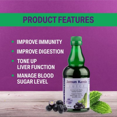 Ind swift Karela Jamun Juice | Helps Control Blood Sugar Level and Lower Bad Cholesterol