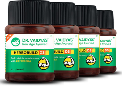 DR. VAIDYA'S Herbobuild | Ayurvedic Muscle & Mass Gainer For Enhanced Stamina & Peak Fitness(Pack of 4, 120 Capsules)