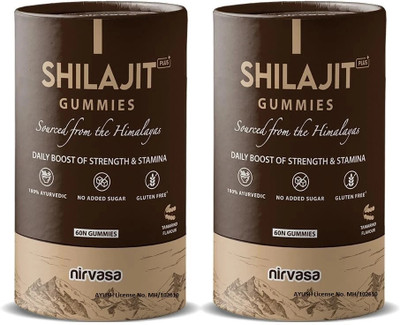 Nirvasa Original Shilajit Plus Gummies To Improve Strength Stamina & Endurance(Pack of 2, 120 Tablets)