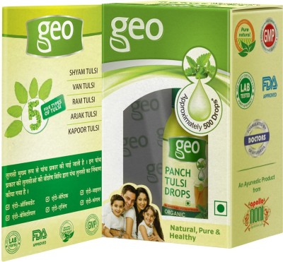 GEO Natural Panch Tulsi: Concentrated Extract Drops of 5 Rare Tulsi for Natural Immunity Boosting & Cough and Cold Relief