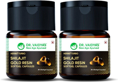 DR. VAIDYA'S Herbo Turbo Shilajit Gold Resin Softgel Capsules(Pack of 2, 238 g)