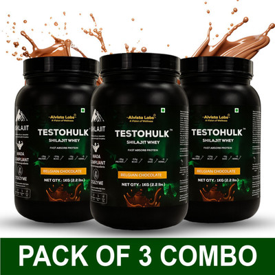 Alvista Labs Pack of 3 TestoHulk Shilajit Whey Protein(Pack of 3, 3 kg)
