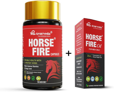 Horse Fire Capsule Pack of 60 & Ayurvedic Massage Oil For Men| Shree Gopal Tail - 25ml(60 Capsules, 25 ml)