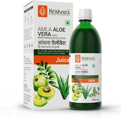 Krishna's Herbal & Ayurveda Amla AloeVera With Wheat Grass, Haldi, Tulsi Juice(1000)