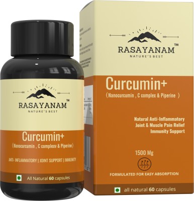 Rasayanam Curcumin+ 1500mg | Extra Pure Nanocurcumin with Bioperine | Turmeric & Black pepper extract | Natural Antioxidant