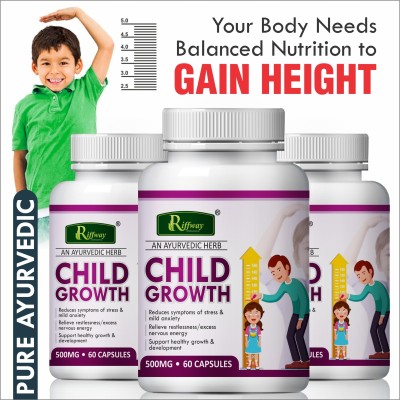 Riffway Child Growth Organic Pill Height Capsule For Development of Children(Pack of 3)