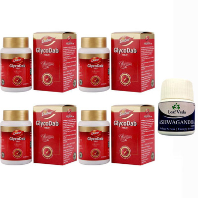 Dabur GlycoDab For Healthy Sugar Levels 60 Tab Each With Leaf Ashwagandha 15 Tab(Pack of 5, 240 Tablets)