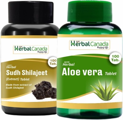 Herbal Canada Sudh Shilajit (100 Tablets) + Aloe Vera (100 Tablets) | Healthy Combo Pack(Pack of 2)
