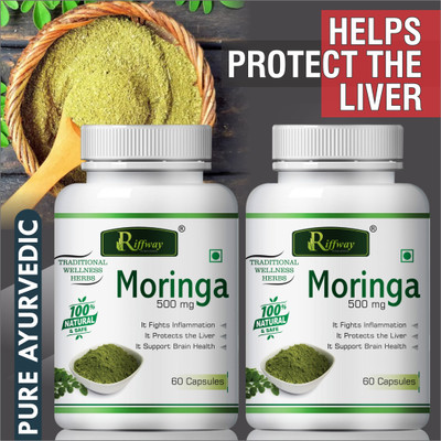 Riffway Moringa herbal capsules for Protect liver & brain health Total AYurvedic(2 x 60 No)