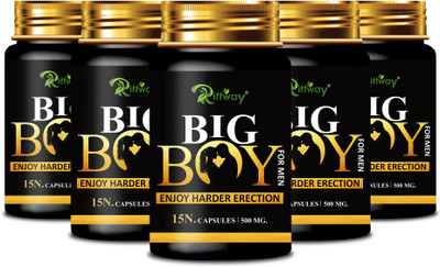 Riffway Big Boy _ Herbal Formula Stamina Capsule For Better Strength(Pack of 5, 75 Capsules)