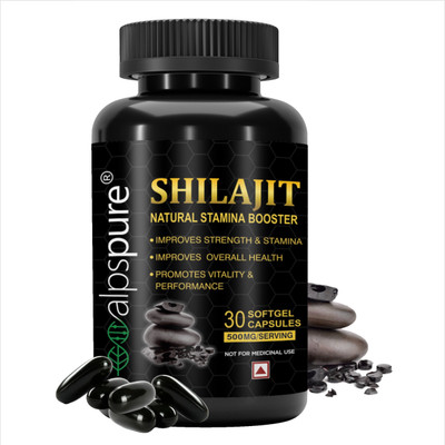 ALPSPURE Natural Shilajit 500 mg Softgel | For Strength, Stamina & Vitality | For Men(30 Capsules)