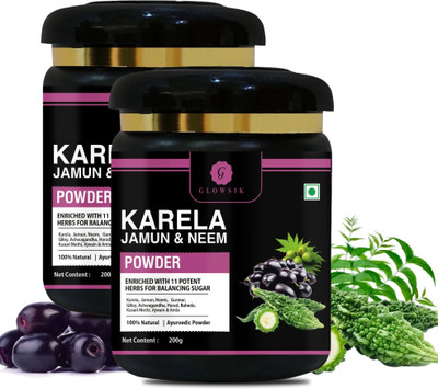 G GLOWSIK Karela Jamun Powder | 11 Potent Herbs | Helps Regulate Sugar Management(400 g)