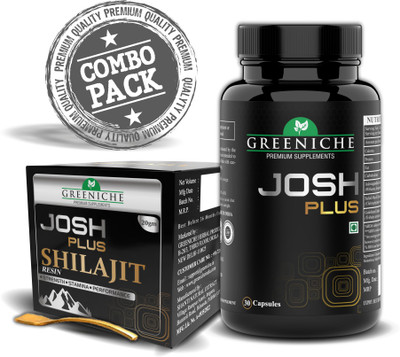Greeniche Josh Plus Capsules & Resin Combo | For Stamina, Performance & Vitality(30 Capsules, 20 g)