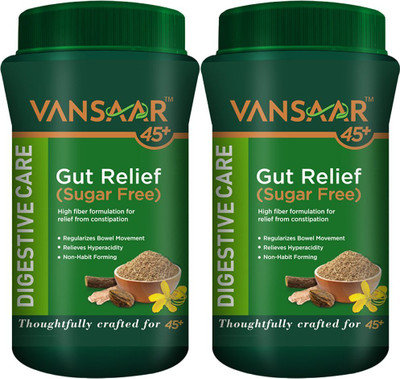 VANSAAR 45+ Gut Relief (Sugarfree) Ayurvedic Stomach Cleanser for Constipation & Gas(Pack of 2, 200 g)