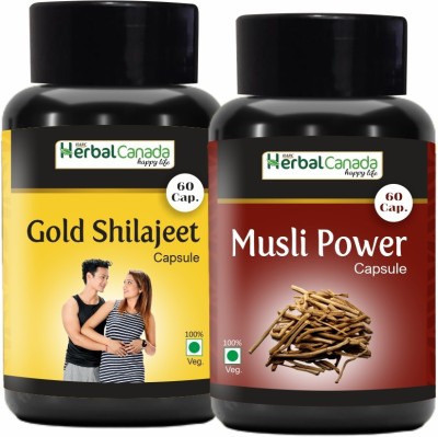 HARC Herbal Canada Gold Shilajit (60 Capsules) + Musli Power (60 Capsules) | Healthy Combo Pack(Pack of 2)