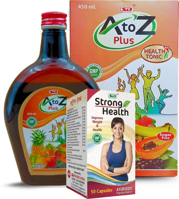 HERBSHD A to Z Plus Health Tonic & Strong Health Capsule | Improve Weight | Weakness(Pack of 2, 450 ml, 50 Capsules)