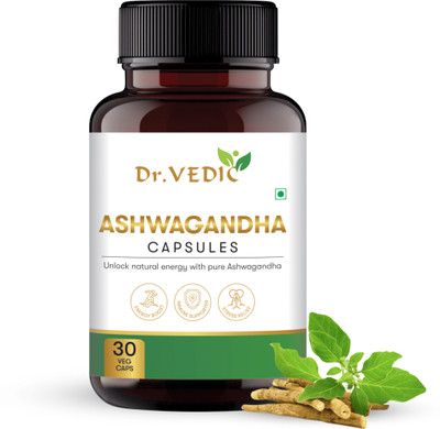 Dr.Vedic Pure Ashwagandha Extract for Stress Relief, Energy Boost(60 Capsules)