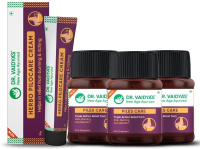 Dr. Vaidya's Piles Management Combo (3 Piles Care + 1 Pilocare Cream)(Pack of 4)