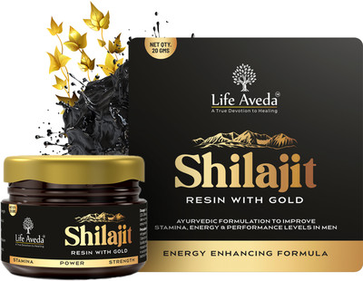 Life Aveda Pure Himalayan Shilajit Resin with Gold for Stamina, Vitality & Energy Enhancer(20 g)