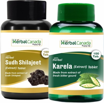 Herbal Canada Sush Shilajit (100 Tablets) + Karela (100 Tablets) | Healthy Combo Pack(Pack of 2)