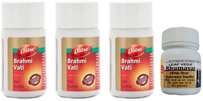 Dabur Brahmi Vati for ingredients With Leaf Rhumawat 20 Tab(Pack of 4, 120 Tablets)