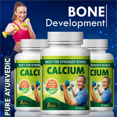 Riffway Calcium _ Herbal Tablet| Calcium Capsule Improves Bones Health No Pain(Pack of 3, 180 Capsules)