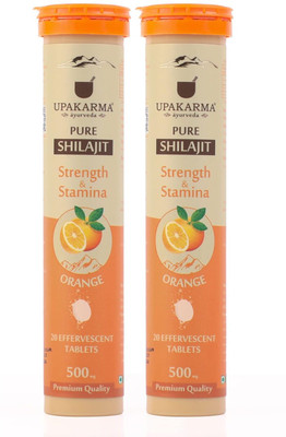 UPAKARMA Pure Shilajit Effervescent Tablets Boost Performance and Stamina- Orange Flavour(Pack of 2, 40 Tablets)