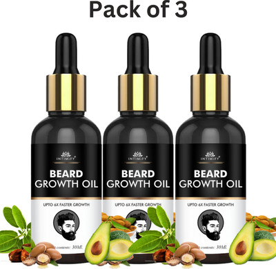 INTIMIFY Beard Growth Oil for Men, Mooch Oil, Nourishes & Strengthens Uneven Patchy Beard(Pack of 3, 30 ml)
