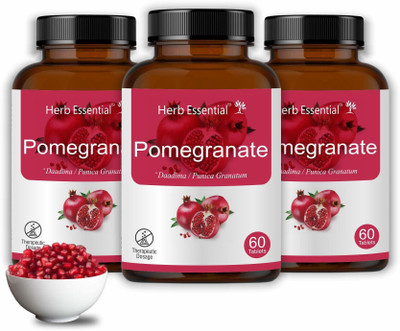 Herb Essential Pomegranate Tablet 500mg 60's(Pack of 3, 180 Tablets)