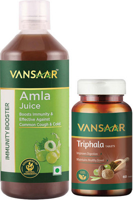 VANSAAR Immunity & Digestion Combo - Amla Juice & Triphala Caplets(Pack of 2, 1 L)