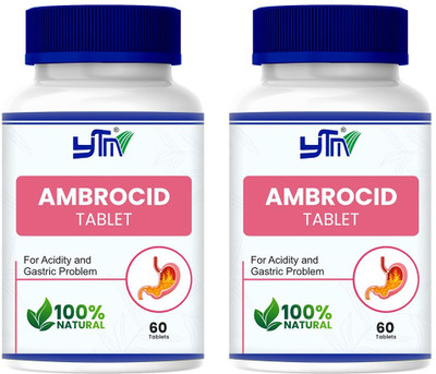 YTM Ambrocid tablets Improves Digestion Relieves Gas Provides Relief From Bloating(Pack of 2, 120 Tablets)