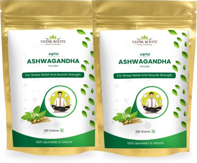 Vedikroots Ashwagandha Powder Churn Stress Relief Elixir For An Active Lifestyle 100Gm(Pack of 2)