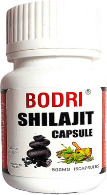 BODRI Shilajit Capsules With Ashwagandha and Giloy For Strength, Power & Stamina(15 Capsules)