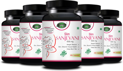 Sabates Slim Sanjevani Natural Capsule For Weight Management Reduce Extra Belly Fat(Pack of 5, 150 Capsules)