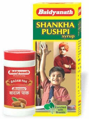 Baidyanath Memory Power Kit: Shankhapushpi Syrup 200ml + Badam Pak 100g(Pack of 2, 200 ml, 100 g)
