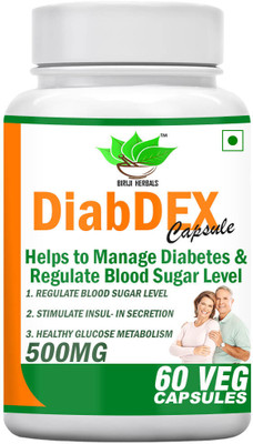 BIRJI HERBALS DIABDEX CAPSULE HELP TO MANAGE DIABETES & REGULATE BLOOD SUGAR LEVEL(60 Capsules)