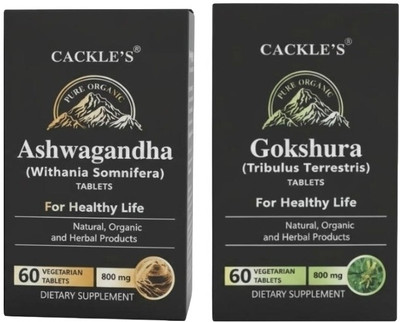 Cackle's Ashwagandha Tablet & Gokshura Tablet 800mg, 60 Tablets each(Pack of 2, 60 Tablets)