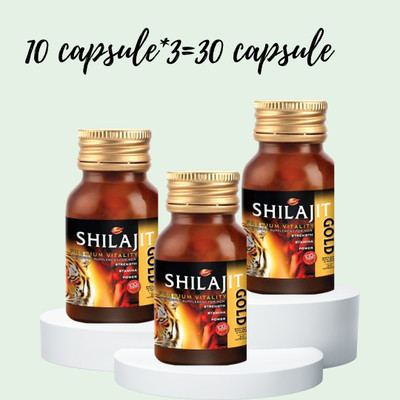 Dabur Shilajit Gold for Strength, Stamina and Power(PC3)*(Pack of 3, 10 Capsules)