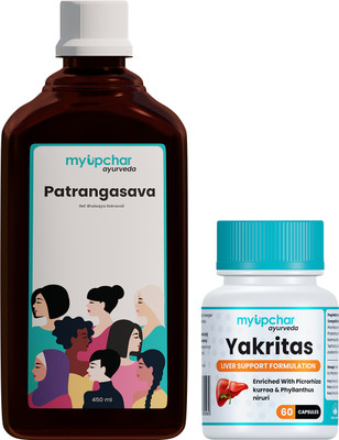myupchar ayurveda Patrangasava Hormonal Imbalance Tonic 450 Ml With Yakritas Live Care 60 Capsules(Pack of 2, 60 Capsules)