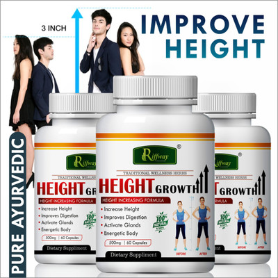 Riffway Height Growth Vitamin Capsule For Speed Up Grow Taller In All Ages(Pack of 3, 180 Capsules)