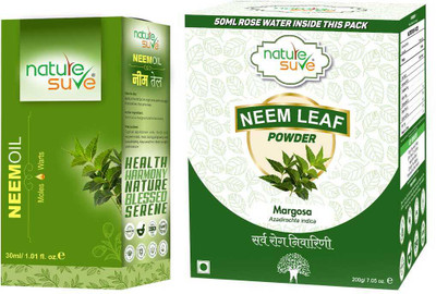 Nature Sure Neem Margosa Oil 30ml and Neem Leaf Powder 200g(Pack of 2, 30 ml, 200 g)