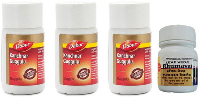 Dabur Kanchnar Guggulu for indications With Leaf Rhumawat 20 Tab(Pack of 4, 120 Tablets)