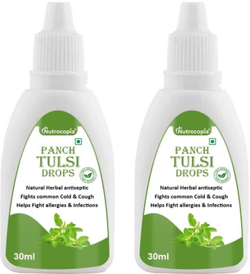 NUTROCOPIA Panch Tulsi Drops- Extract of 5 Rare Tulsi for Cough & cold Relief (2x30ml)(Pack of 2, 60 ml)