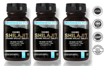 LongHealth Shilajit Pure Himalayan Organic Tablets-Natural Shilajit (30Tablets)(Pack of 3)