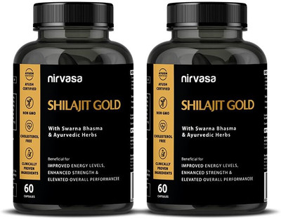 Nirvasa Shilajit Gold Capsules|Pure Himalayan Shilajit(Pack of 2, 60 Capsules)