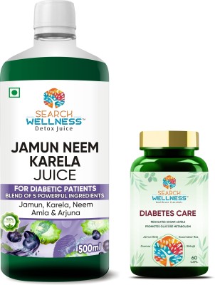 SEARCH WELLNESS Jamun Neem Karela 500 ml Juice & Diabetes Care 60 Capsules(Pack of 2)