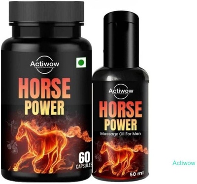 ACTIWOW Horse Power Capsule & Oil for Better Performance IE7(60 Capsules)